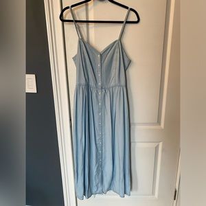 H&M Blue empire line dress, size Medium M, midi length “denim”
